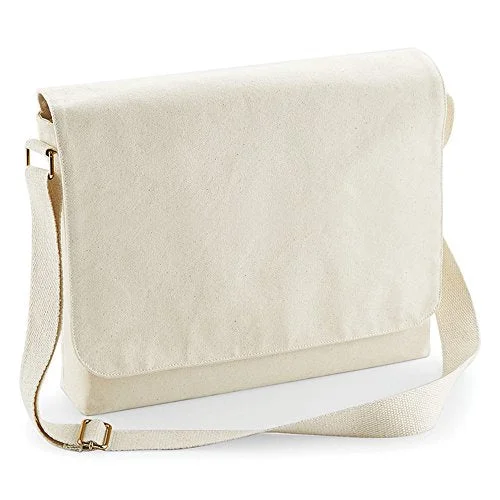 Messenger bag with comfy straps-Westford Mill Fairtrade Cotton Messenger Bag (Small) (Natural)