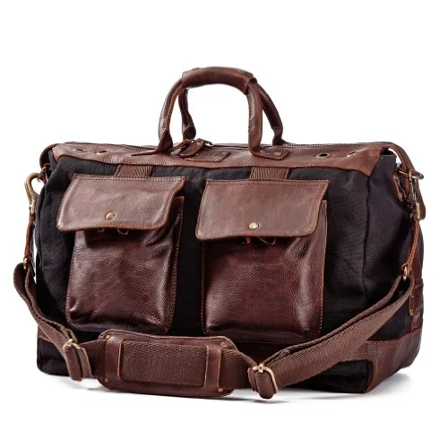 Duffel Bag Brunei gold-Will Leather Goods Men'S Traveler Duffel Bag - Brown/Black