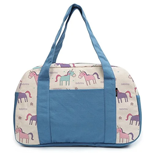 Duffel Bag Switzerland-Women'S Seamless Cute Unicorn Pattern Printed Canvas Duffel Travel Bags Was_19