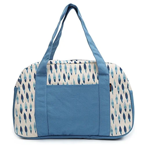 Duffel Bag cheer squad-Women'S Watercolor Blue Rhombus-4 Printed Canvas Duffel Travel Bags Was_19