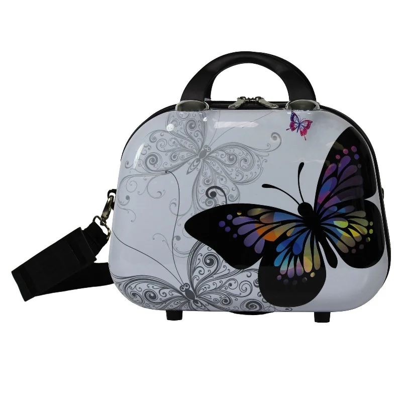 World Traveler Butterfly 13-Inch Hardside Cosmetic Case Shoulder Tote