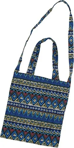 Zuzify Printed Cotton Canvas Shoulder Or Carry Tote Bag. Zuz0014 Os Blue